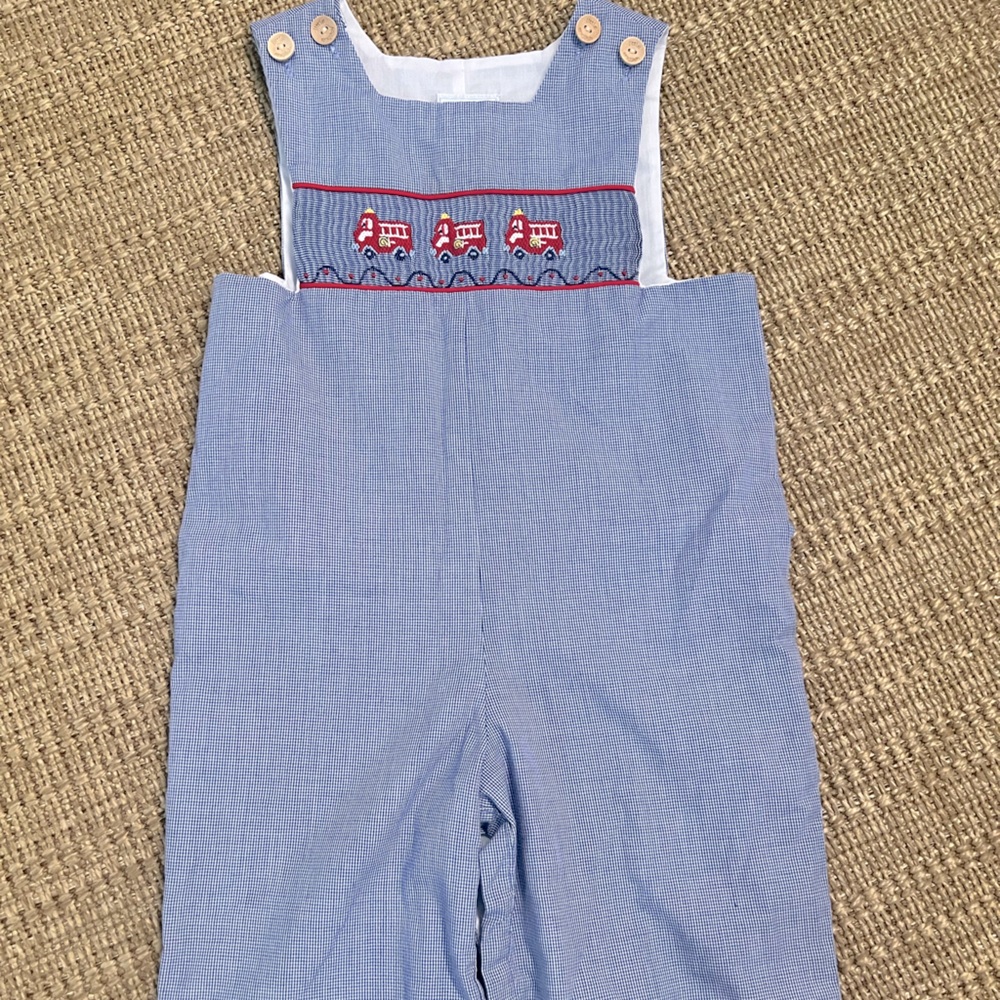Little English Longall with fire truck smocking